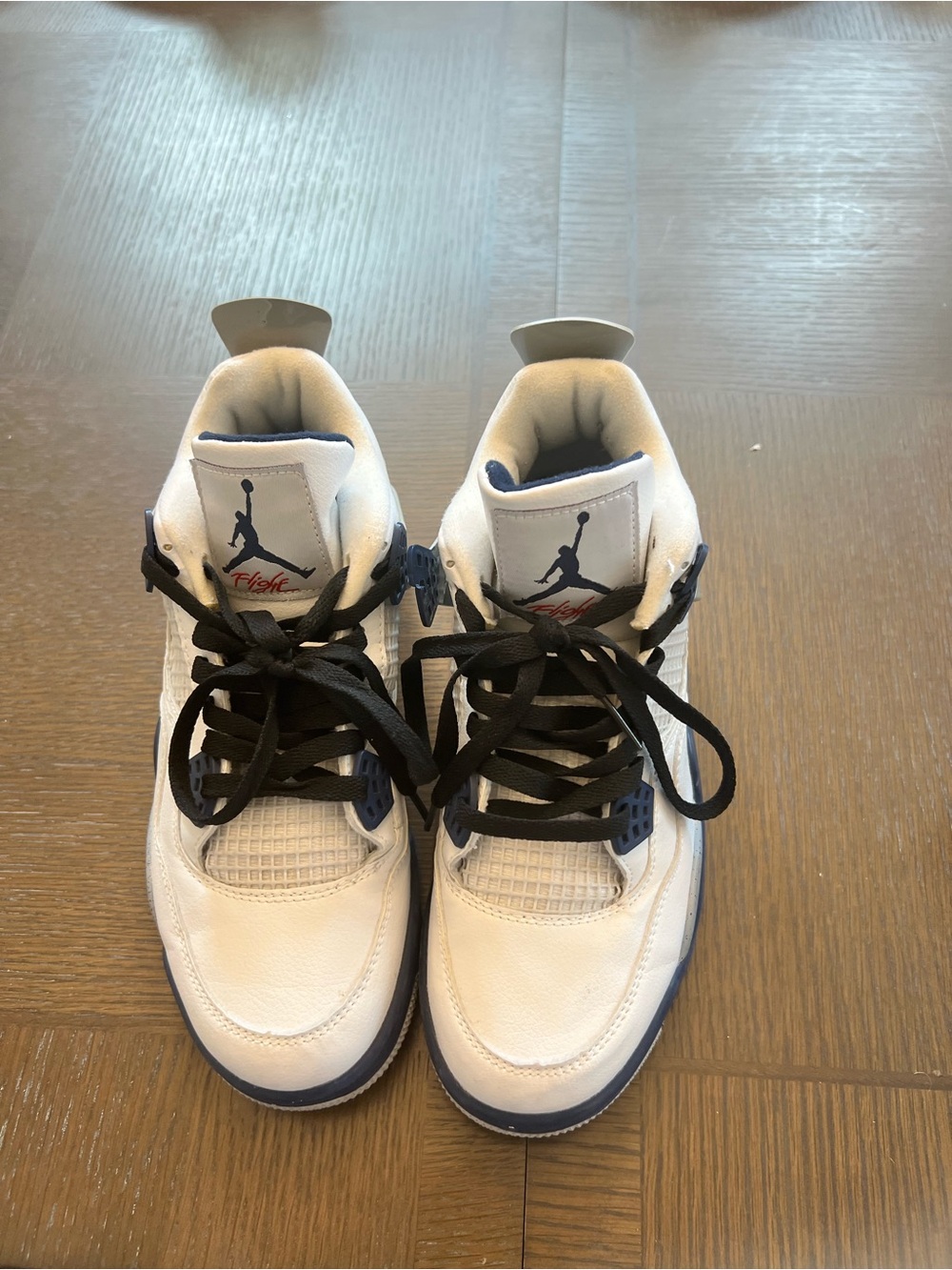 Jordan White and Navy Retro Basketball Sneakers